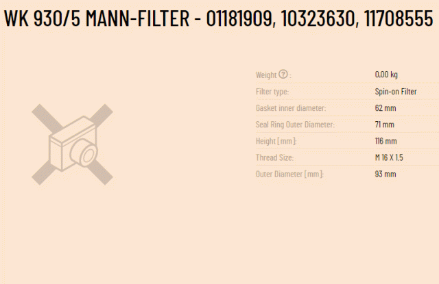WK 930/5 Fuel Filter MANN-FILTER